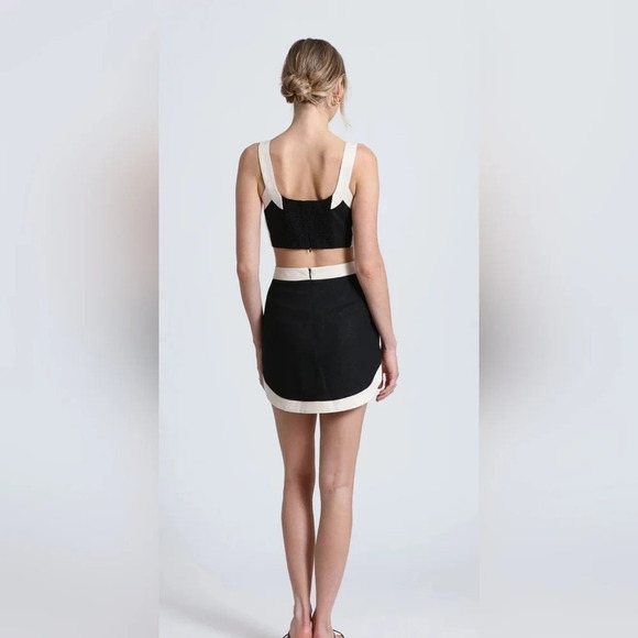 💯HOST PICK💯7 For All Mankind Colorblock Set Top Skirt Off White Black Linen XL - Picture 2 of 9